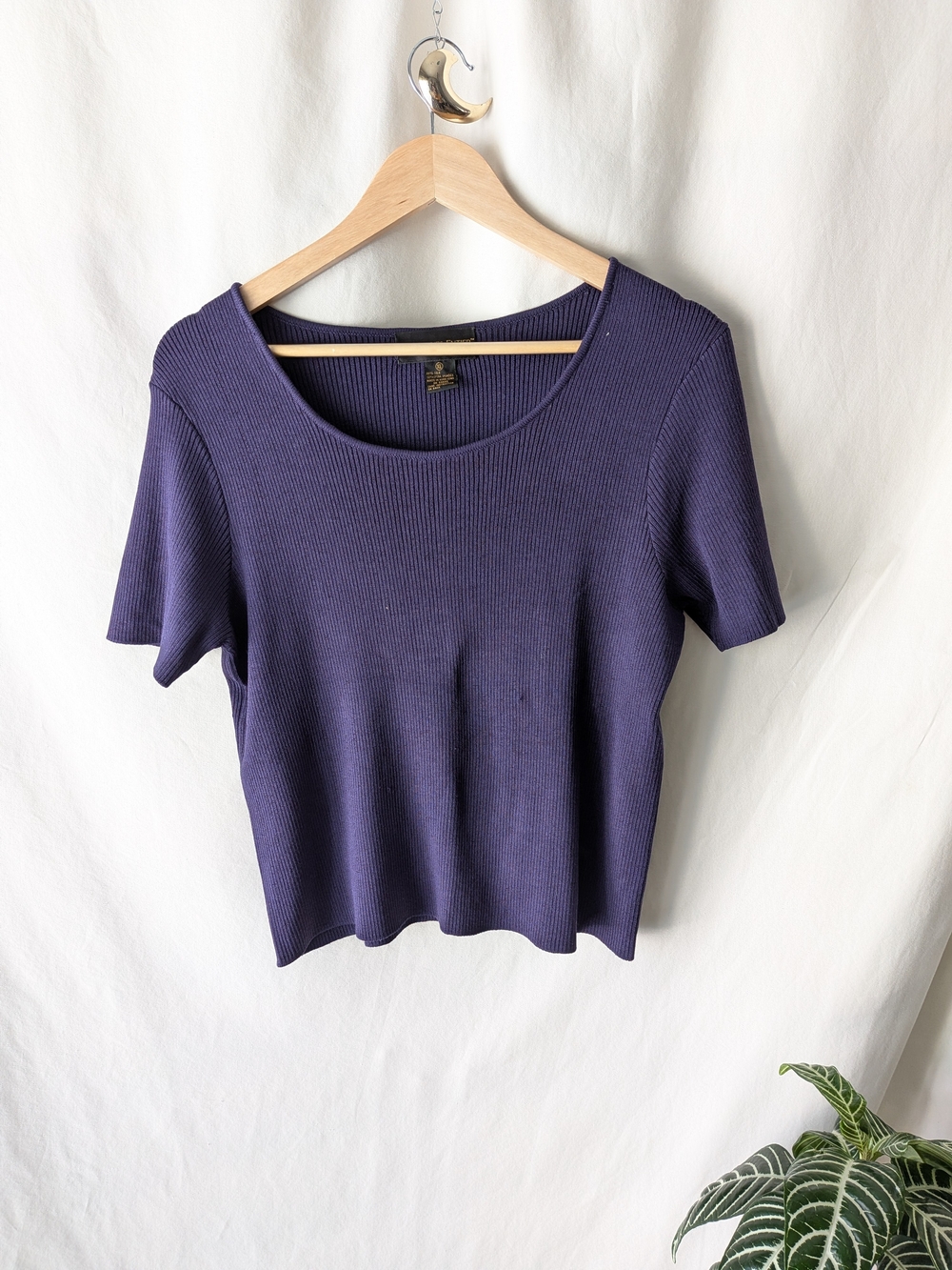 Classiques Entier Ribbed Scoop Neck Silk Blend Knit Top in Deep Purple
